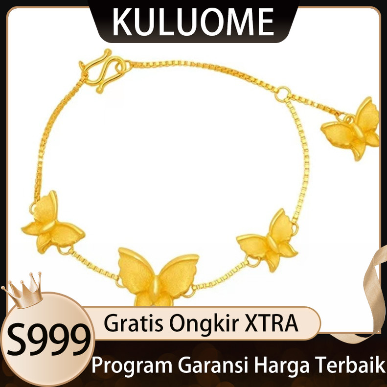 KULUOME Gelang Kupu-Kupu Emas Pasir Vietnam Gelang Kupu-Kupu Fashion s999