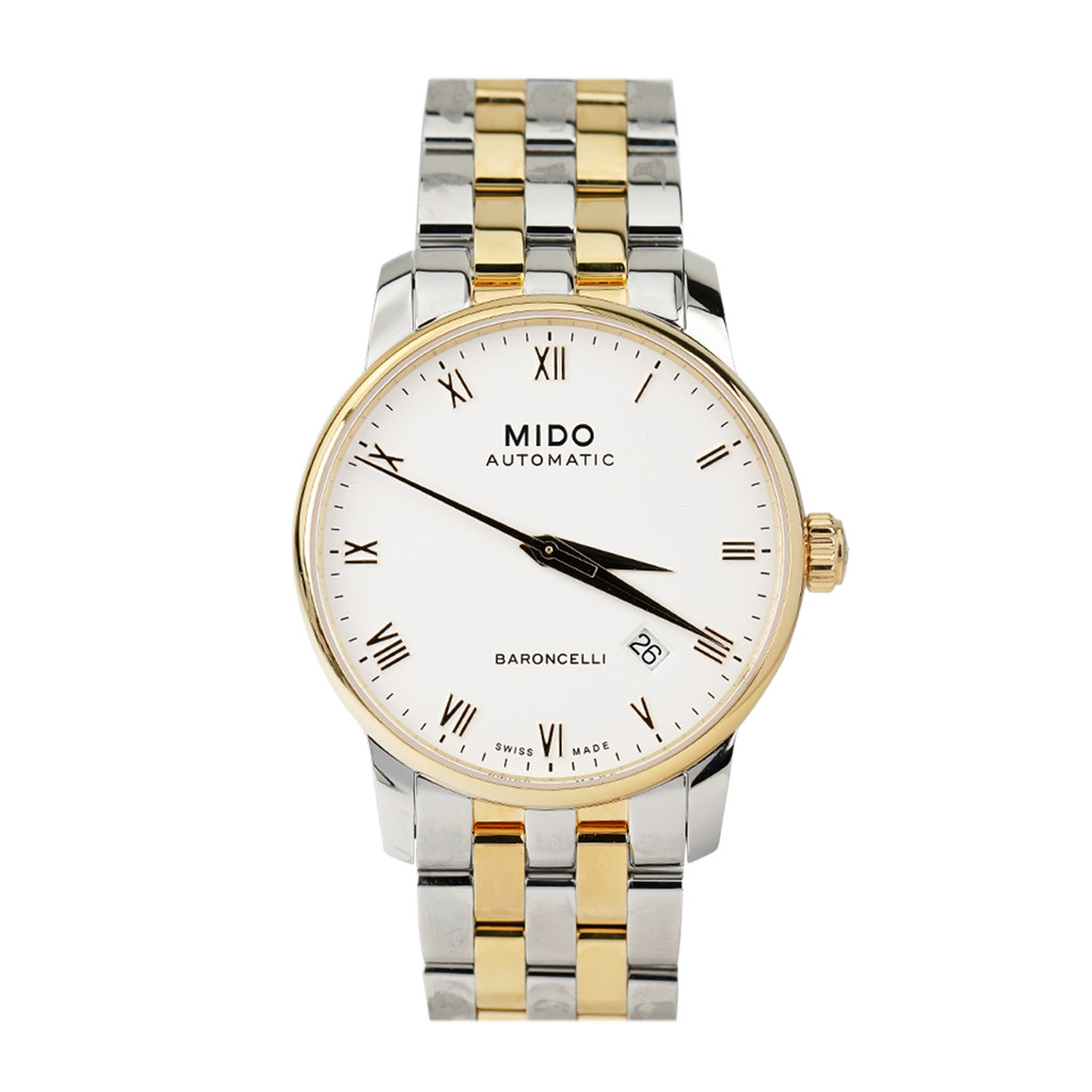 Jam Tangan MIDO Baroncelli Jubilee M86009261 Men White Dial Two-tone Stainless Steel Strap