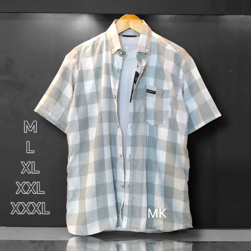 KEMEJA PRIA OVERSIZE LENGAN PENDEK KEMEJA KOTAK DEWASA M -XXXL