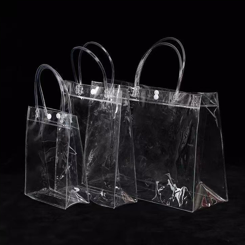 Tas hadiah PVC transparan Portabel Praktis Berkapasitas besar Tas penyimpanan transparan