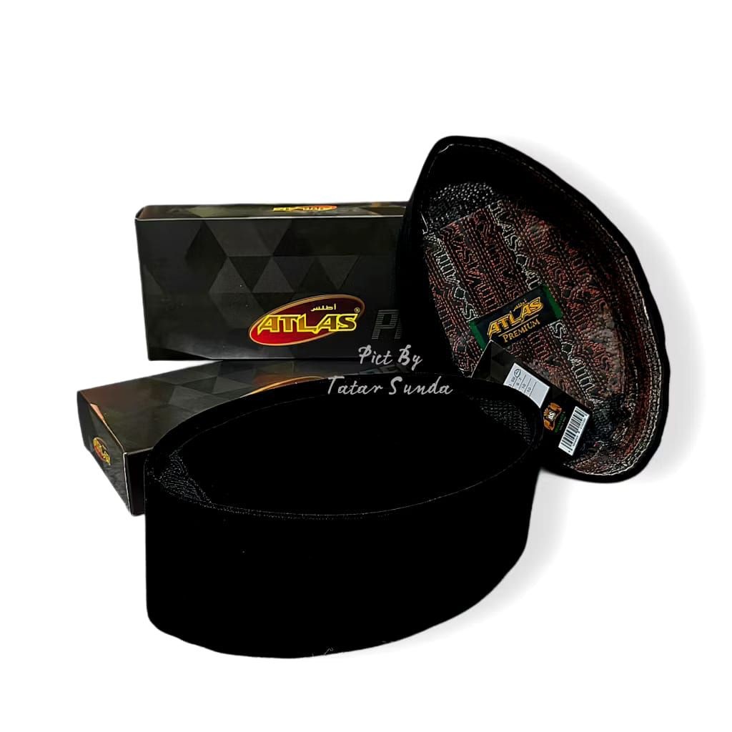 Peci Hitam ATLAS AC Ori Berkwalitas Tahan Air | Beludru Hitam Halus Premium | Peci Songkok Terbaru