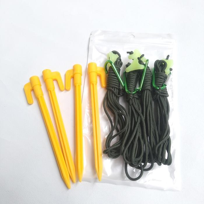 Sportivity paket tali tenda flysheet include guyline glow carabiner plus pasak ul - hijau army