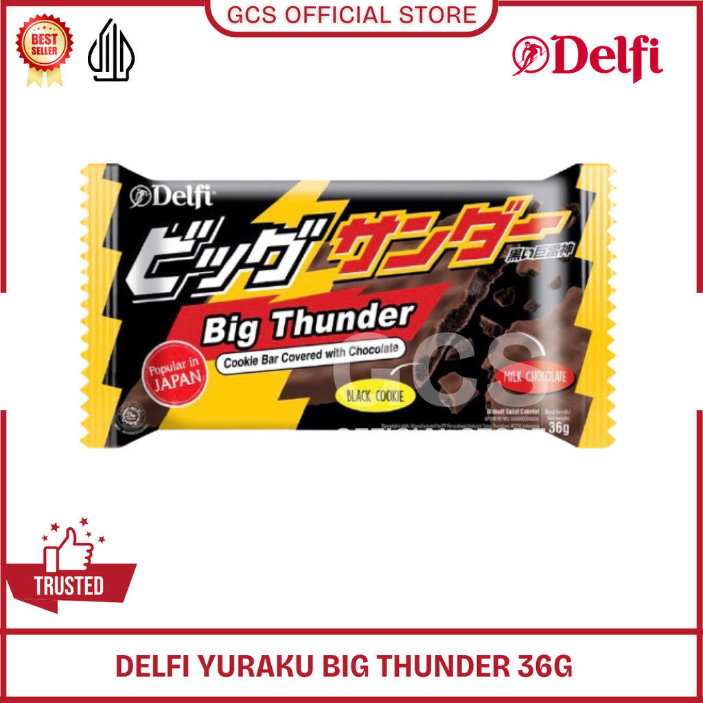 DELFI BIG BLACK Thunder Yuraku Cookie Bar Chocolate @21 Gram