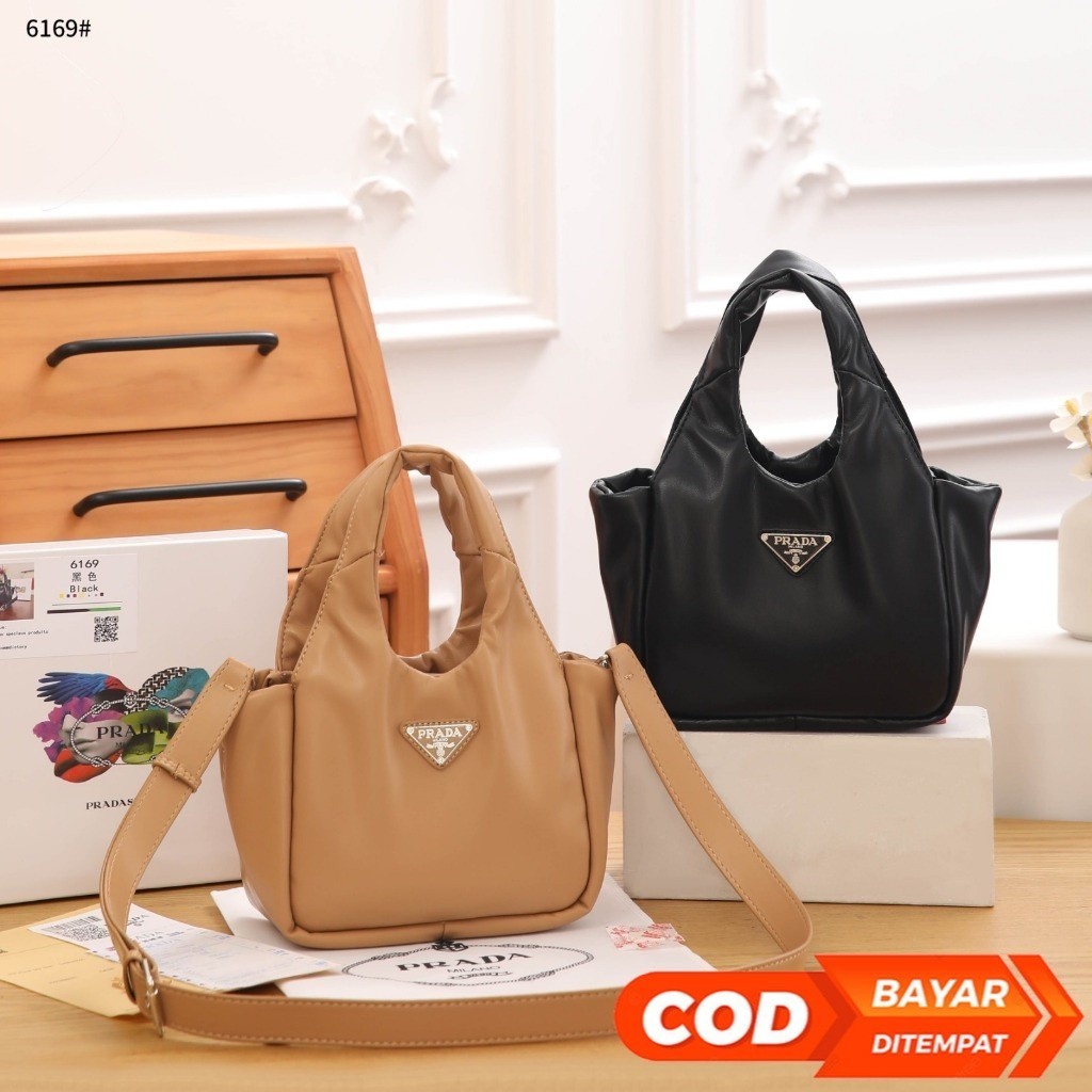 Tas Wanita #6169 Tas Bahu Wanita Bahan Kulit Nappa Lembut Berbantalan Kecil Tas Import