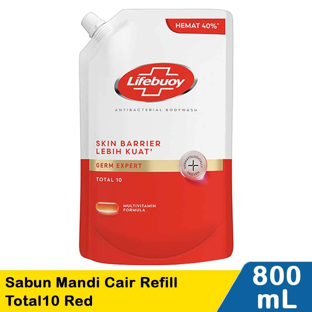 Lifebuoy Sabun Mandi Cair Refill Total10 Red 800mL