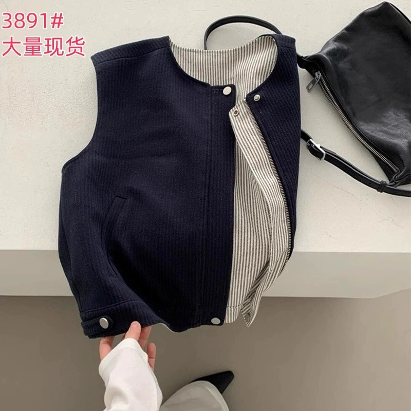 Yang langka ditemukan Sangat direkomendasikan Retro Bergaris Warna-Blokasi Rompi / Tank Top Cewek