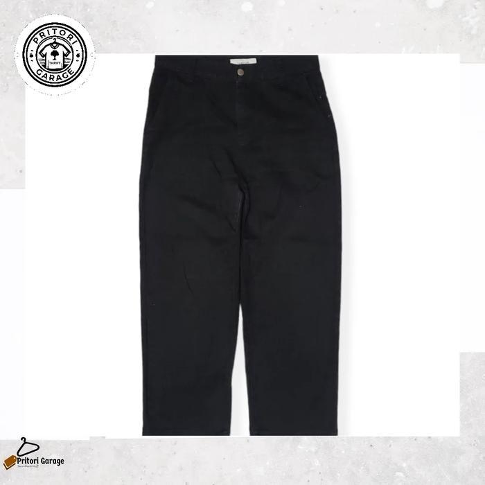 Raw Denim Ankle Jeans Tebal The Stori Loose Fit Black Wash Color 30