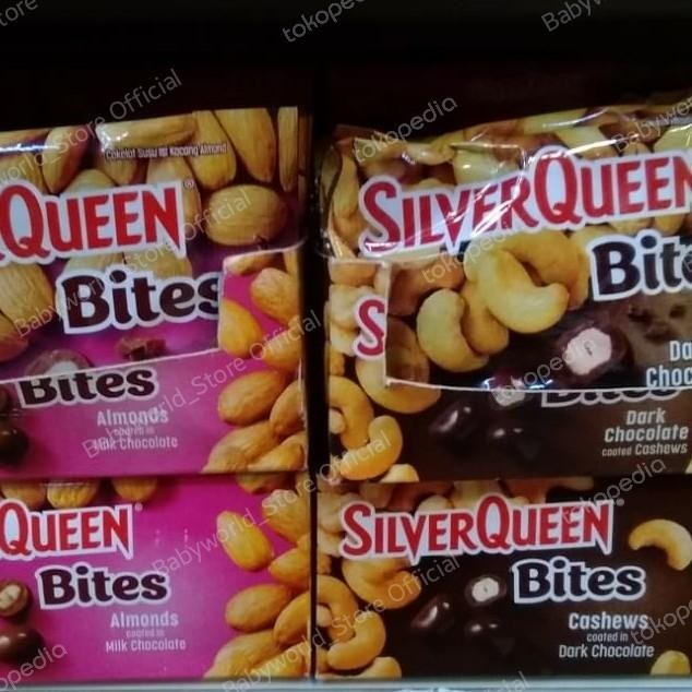 Silverqueen Bites Box Coklat Kacang Varian Cashew / Almond / Dark Cashew / Yogurt / Matcha ( 12x30gr