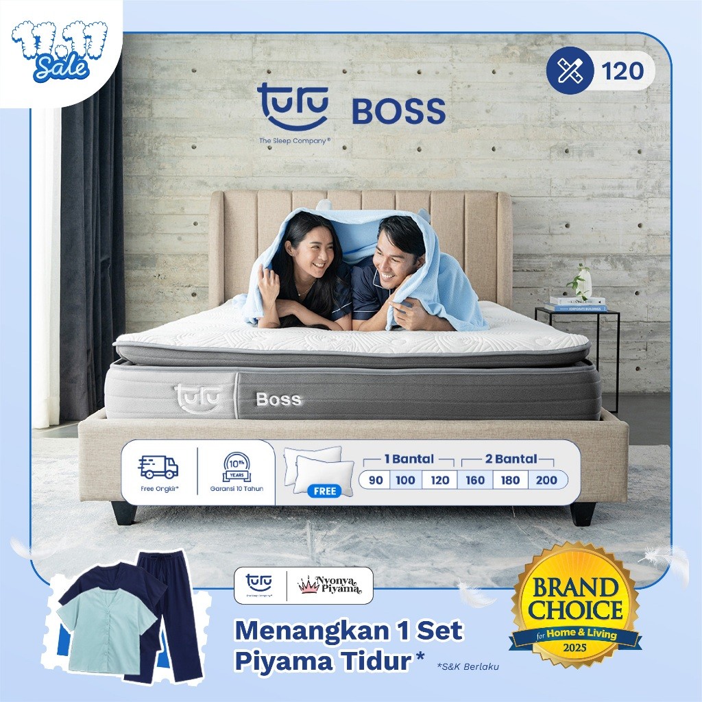 PROMO SALE Turu - Kasur Pocket Spring Bed TURU BOSS ukuran 120x200 (Double Size) Free Bantal