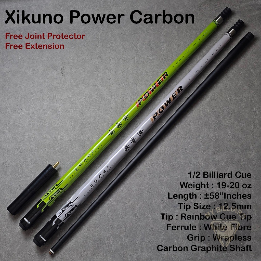 Cue Stick Billiard Xikuno Power Carbon Graphite Cue 12.5mm - Stick Billiard Karbon Stik Karbon Fiber