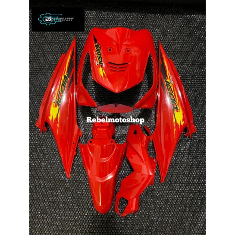 Cover full body halus Honda beat karbu warna merah cabe plus striping icon