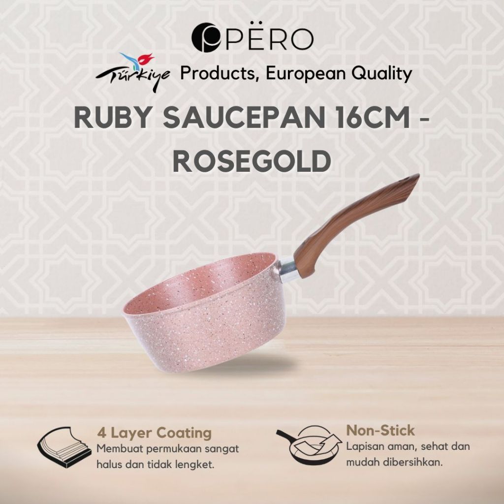 PANCI WAJAN PERO GRANITE RUBY SAUCE PAN 16CM, Idealife Code IL-28WK