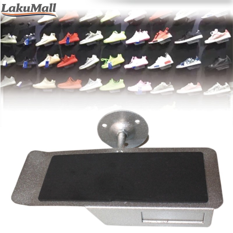 Rak Sepatu Dinding Display Melayang untuk Toko Sepatu Pajangan Sepatu dengan Label Harga dan Desain 