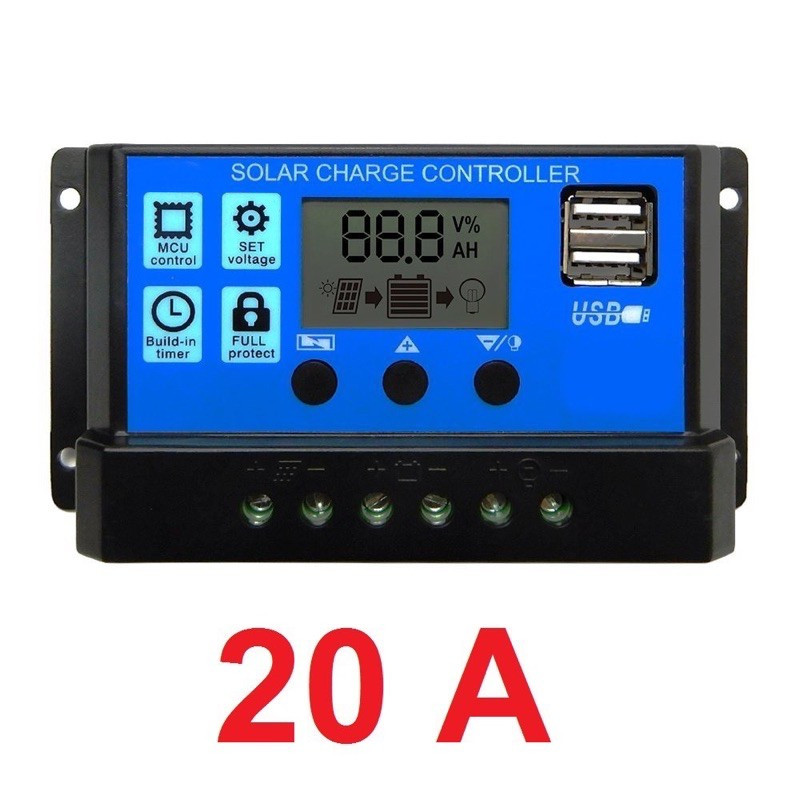 Solar Panel Controller Controler Surya 20A 20 Ampere Kontroler Pengontrol Kontrol Charger Pengecas A
