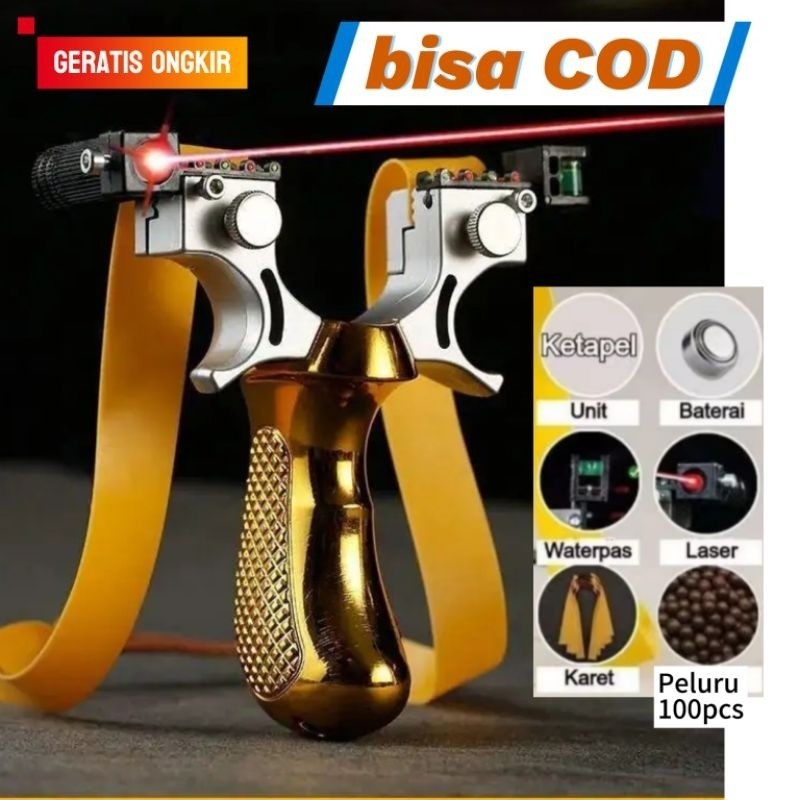 ketapel Burung 1set Lengkap Tali dan Laser Plus 100 Butir Peluru Bisa COD Ketapel Slingshot / Ketape