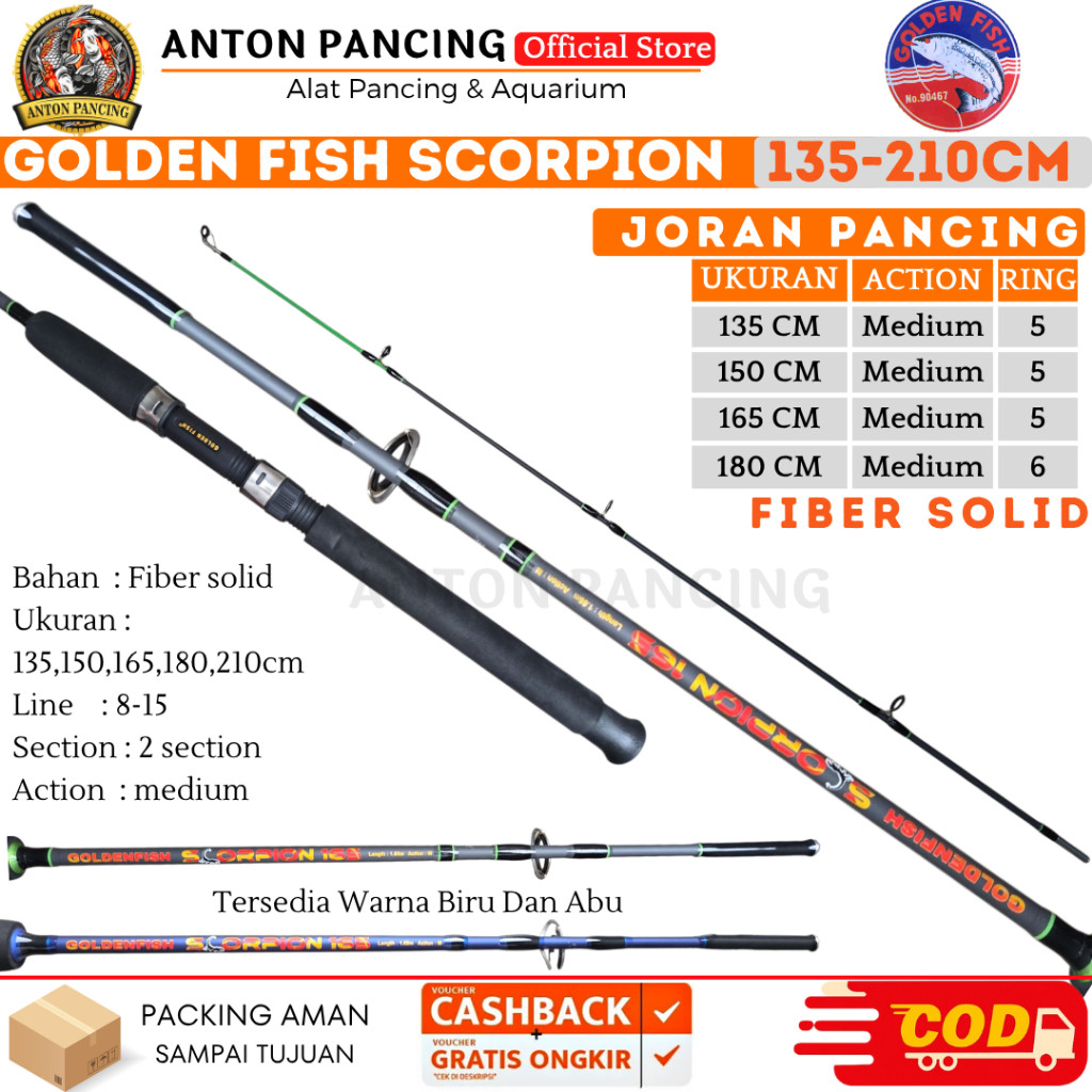 Joran Pancing Golden Fish Scorpion Fiber Isi / Solid 165,180,210cm
