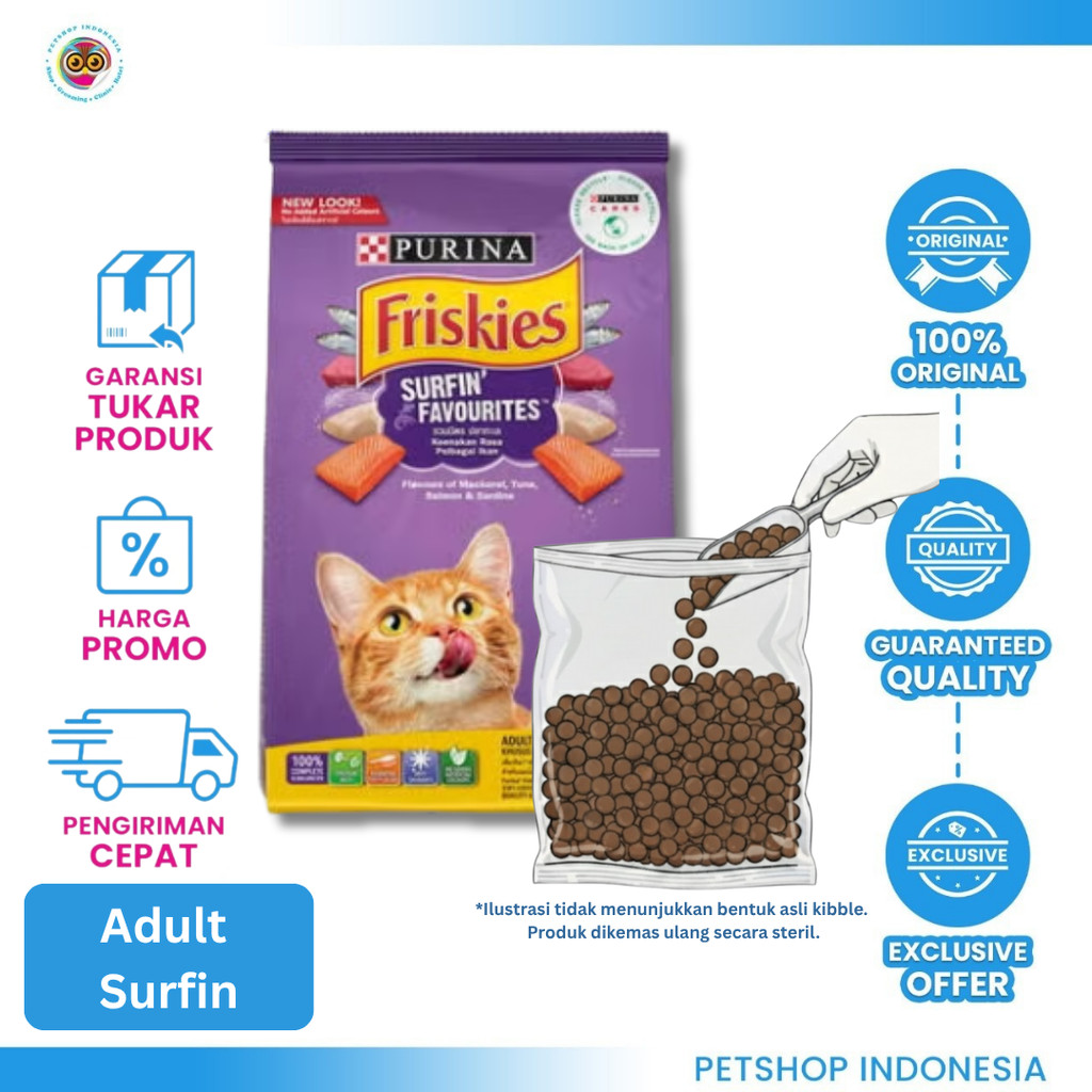 Friskies Surfin Favourites Repack 1Kg - Makanan Kucing Rasa Ikan & Ayam