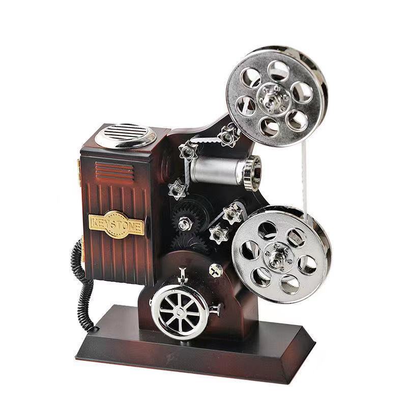 Retro Music Box Cinema Movie Projector Ornament Player Music Box Makeup Mirror Jewelry Box Music Dec