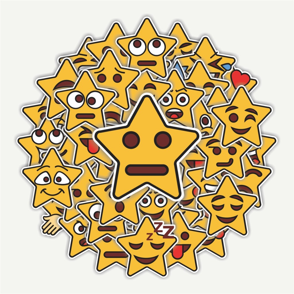 Sticker Pack Stiker  Emoji Star Flat Design | Sticker TUMBLR | Stiker LAPTOP KOPER HELM
