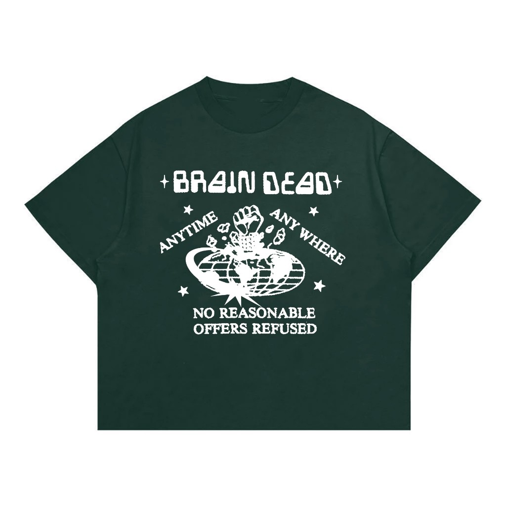 Syder Boxy T shirt Brain Dead Kaos Oversized Tee Pria dan Wanita
