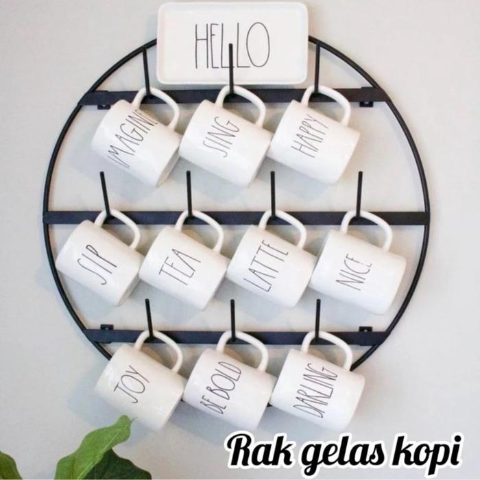 RGK01 / RAK GELAS KOPI / rak gelas kopi minimalis - HITAM