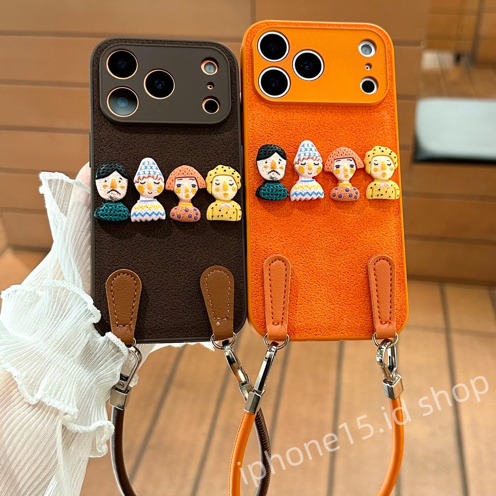 New Orange Moon Pit Pattern DIY 3D Doll Phone Case for IPhone 17 Pro Max 16 15 14 Plus 13 12 11 Pro 
