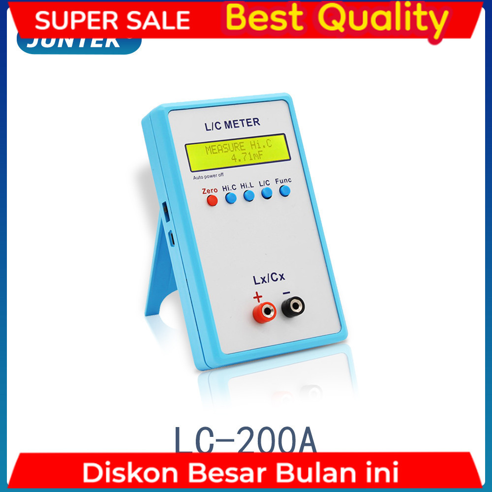JUNTEK LC-200A Digital LCD Capacitance  Inductance Meter  LC Meter 1pF-100mF 1uH-100H