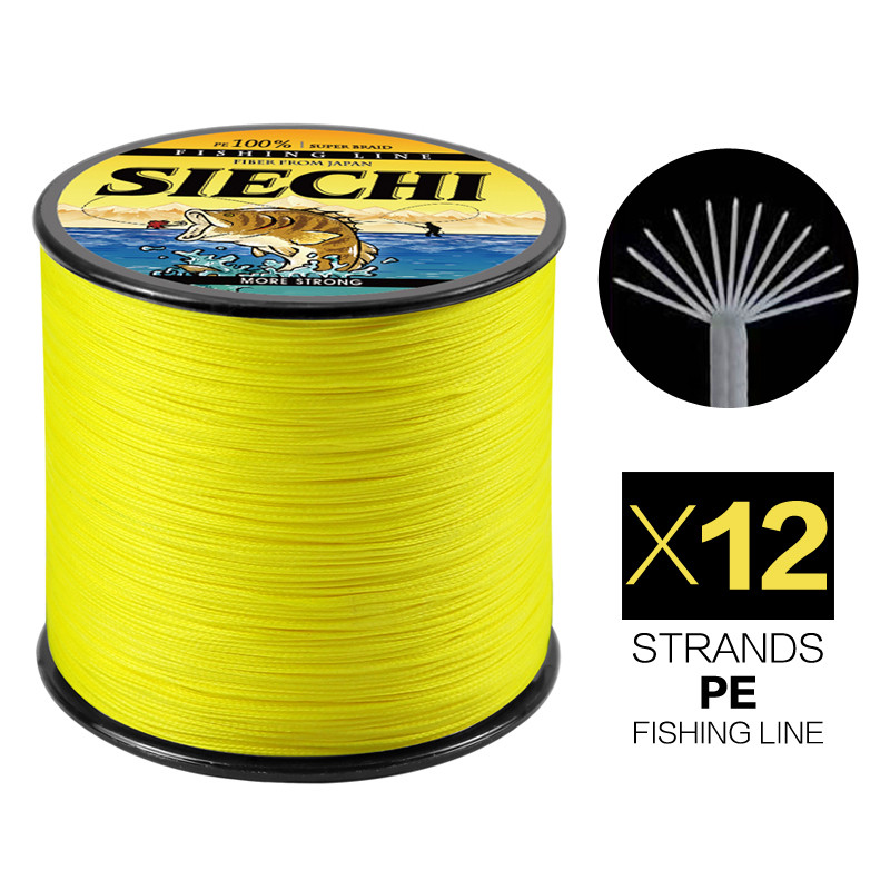 SIECHI 12 Strands Braided Pe Fishing Line Multifilament X12 300M 500M 1000M Carp Japanese Wire Fly S