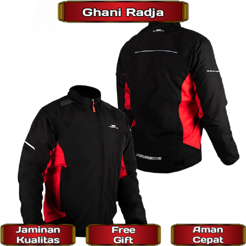 Jaket motor pria anti angin RAPID AGRESSIVE reflektif printing