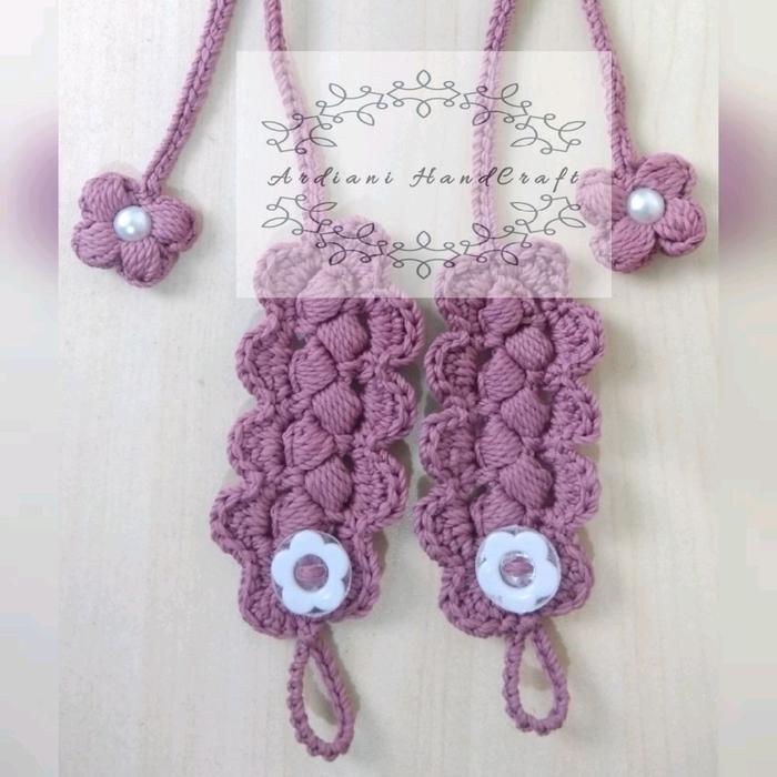 STRAP KONEKTOR RAJUT 2IN1/STRAP MASKER RAJUT/STRAP MASKER HIJAB - Dusty k