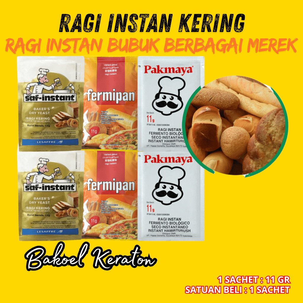 ( 1 PCS 11 g ) FERMIPAN / SAF INSTANT GOLD / PAKMAYA RAGI INSTANT KERING DRY YEAST PENGEMBANG ADONAN