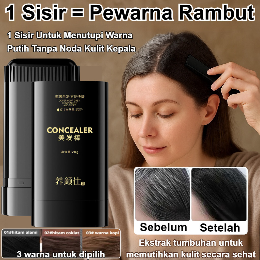[Tahan Air Keringat] Warna Rambut Sementara/Stik Pewarna Rambut/Penutup Uban/Tahan Lama/Tidak Mudah 