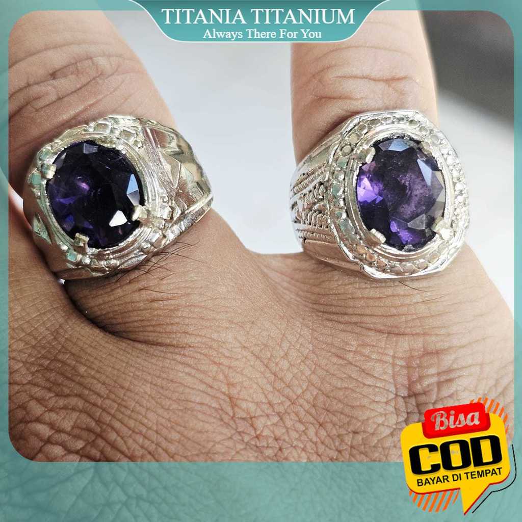 TITANIA [COD]. Cincin Batu Akik Kecubung Wulung Cutting Diamond Crystal / Cincin Kecubung Ungu Cutti