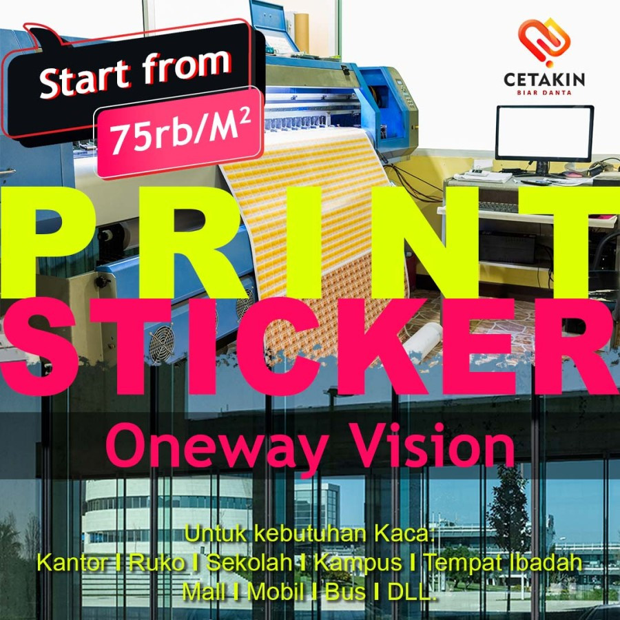 Cetak Sticker One Way Vision / Sticker Kaca.