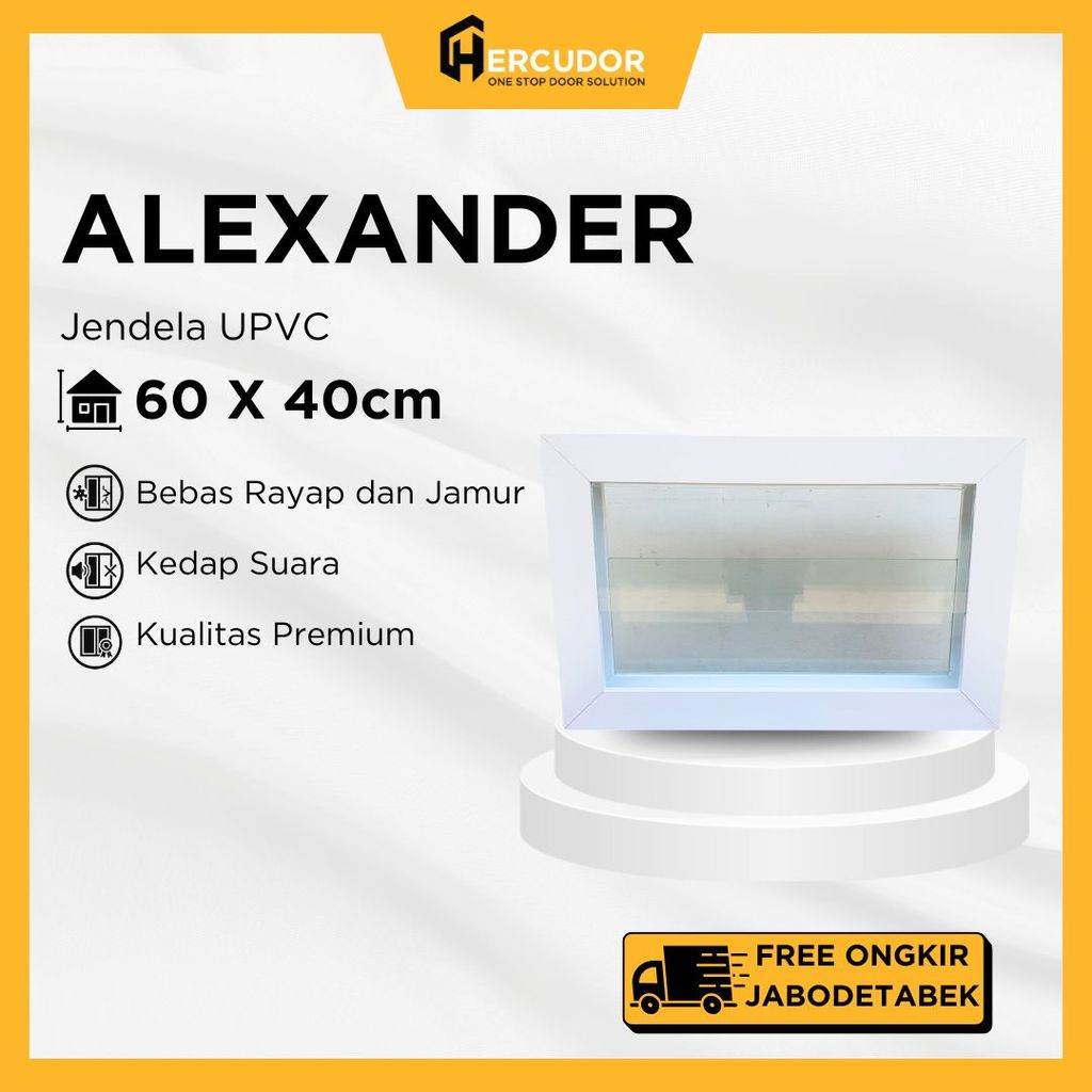 Jendela UPVC Alexander 60x40 Kaca Selip / Loster Ventilasi Boven - WHITE