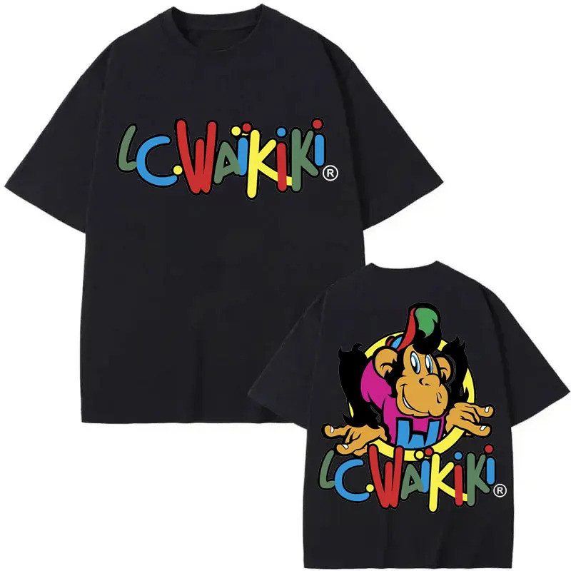 Cetak Grafis Lc Waikiki Monkey Kaos Grafis Lucu Pria Wanita Pakaian Fashion Y2k Kaos Lengan Pendek M