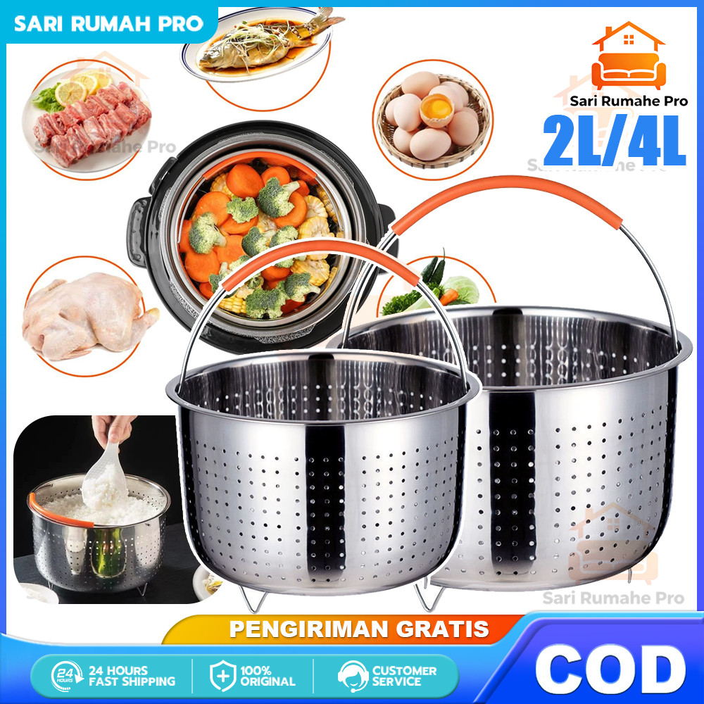 COD 2 / 4 / 6 Liter 304 Tatakan Kukusan Nasi Keranjang Steamer Bahan Stainless Steel Untuk Panci Ins
