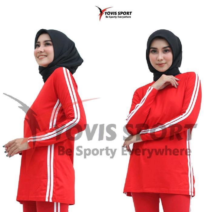 ATASAN PANJANG  YOVIS SPORT/BAJU MUSLIM - Merah Putih , L