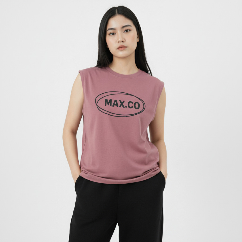 Max Company Tshirt Singlet Dusty Pink Life - Kaos Pria Tanpa Lengan Dusty Pink