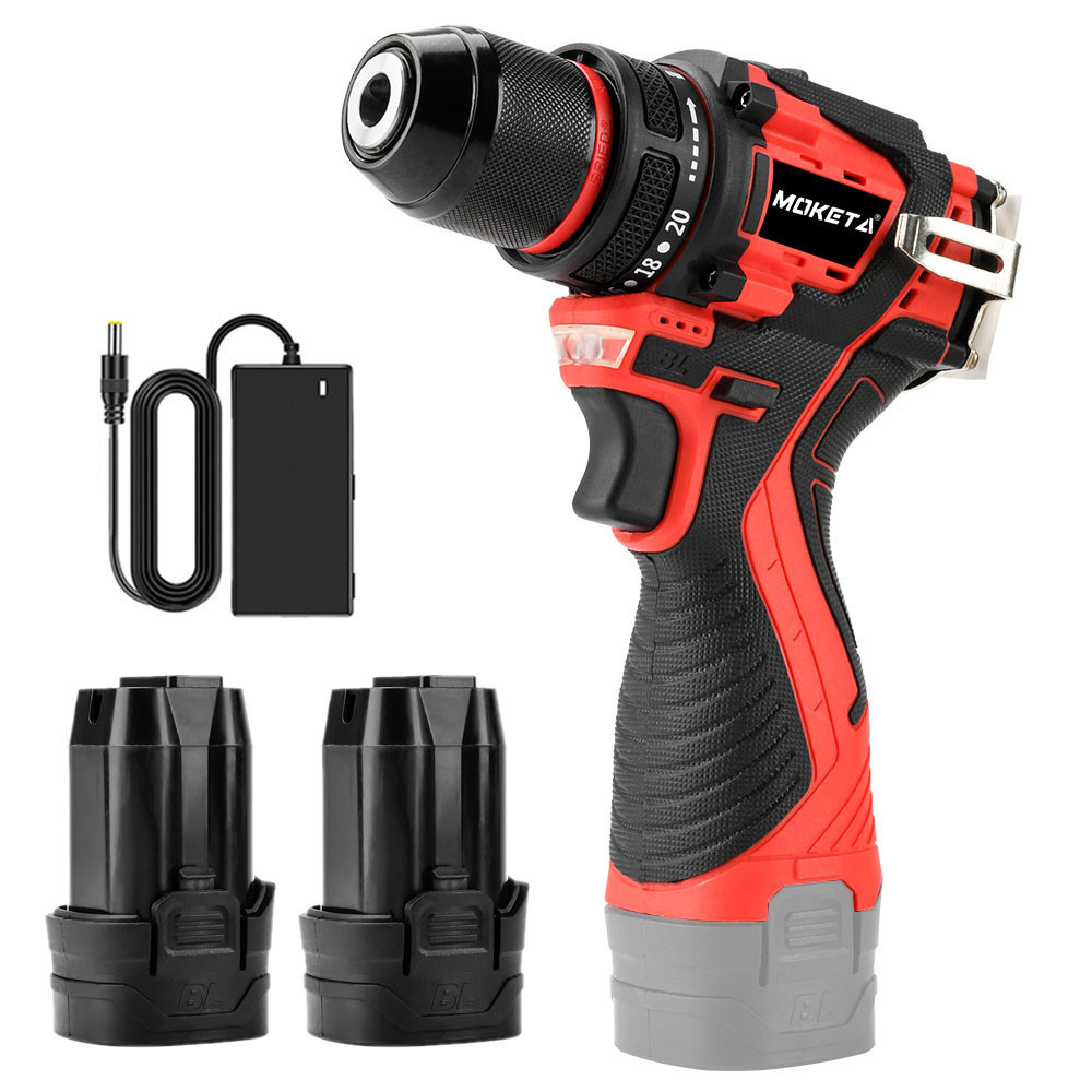 MOKETA - 48V Brushless Cordless Drill 10mm Mesin bor 2 Baterai Multifunction bor listrik murah bor