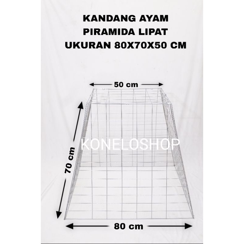 KJM - KANDANG AYAM GALVANIS PIRAMIDA JUMBO 80X70X50 FULL  BESI