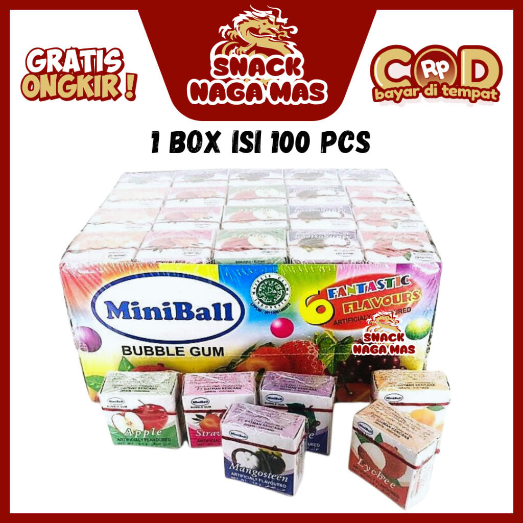 Permen Karet Mini Ball Aneka Rasa Buah [1 Box isi 100]