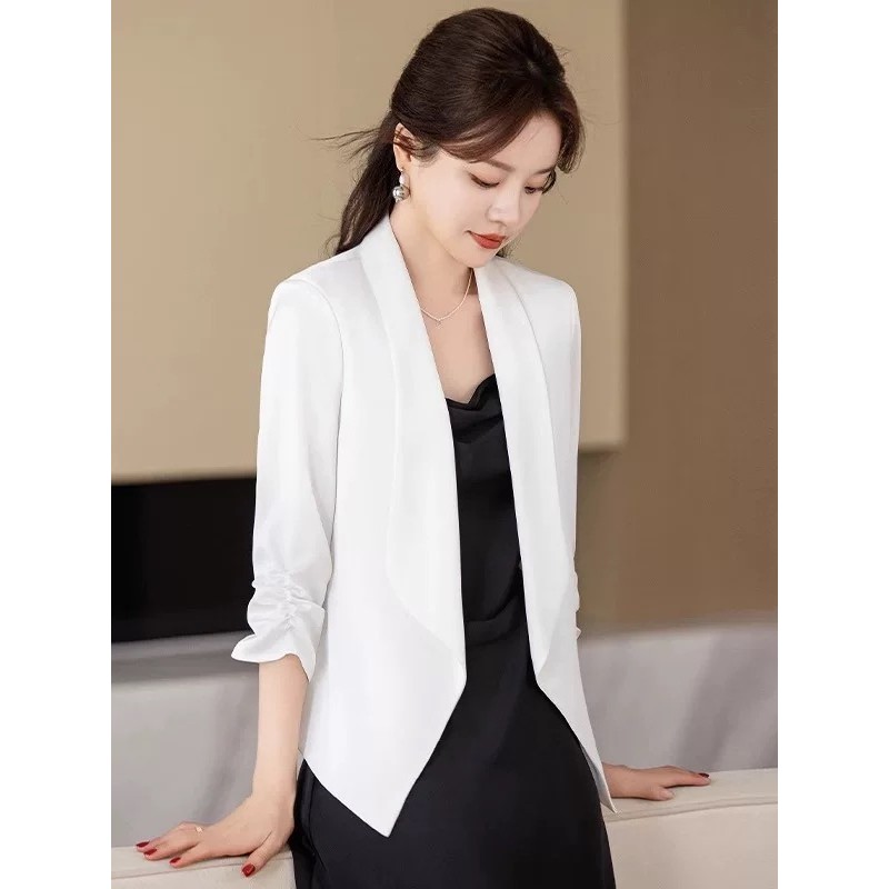 Hertha Duga outer blazer batik wanita premium elegant putih lengan panjang base coat blazer wanita c