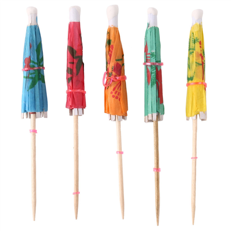 ELEG-576Pcs Color Flower Paper Small Umbrella Sign Fruit Sign Cocktail Sign Bar Supplies Fruit Plate