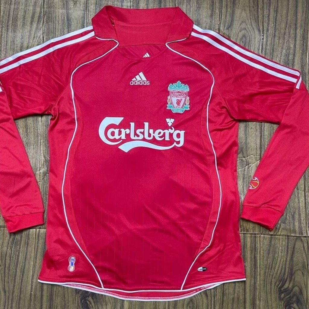 Bantalan Kaos Pria 06 ~ 07 Liverpool Lengan Panjang Retro Kasual Olahraga Sepak Bola