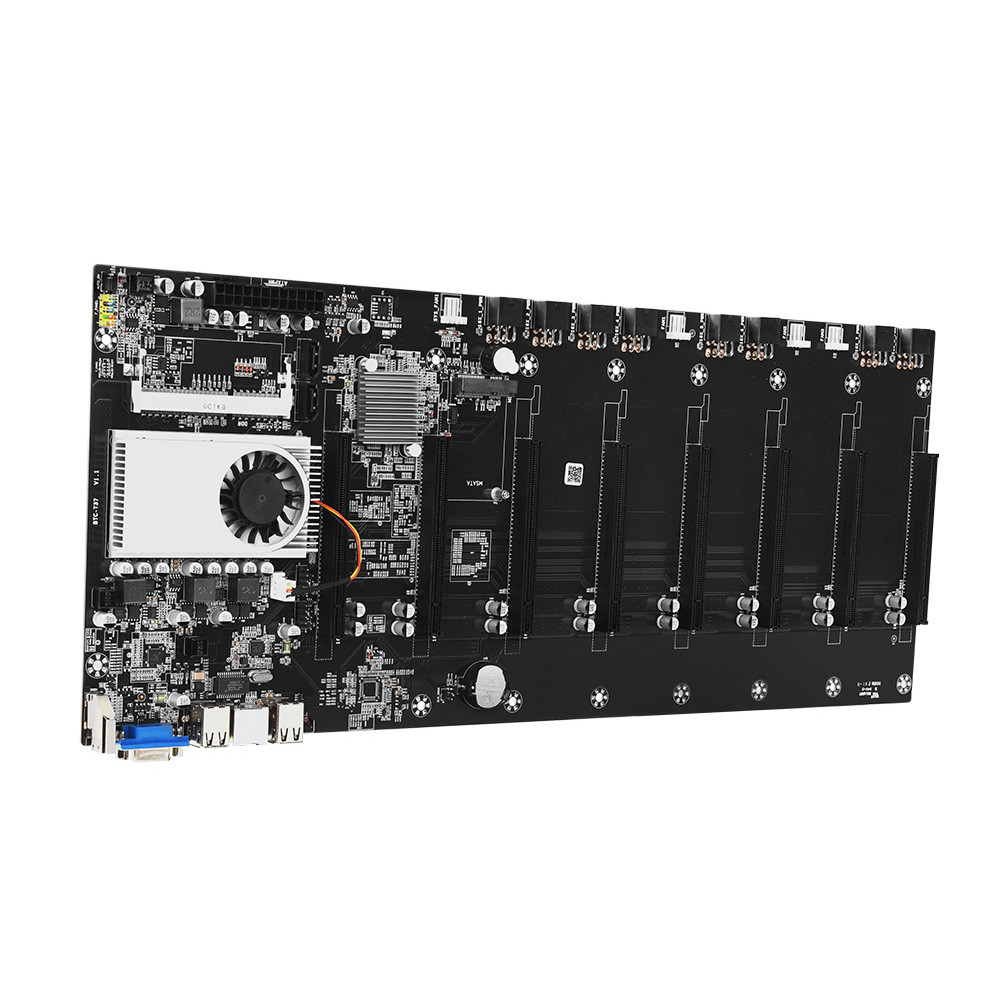 BTC-T37 Mining Motherboard 8 GPU Bitcoin Crypto Etherum Mining  with 64GB MSATA SSD  DDR3 4GB 1600MH