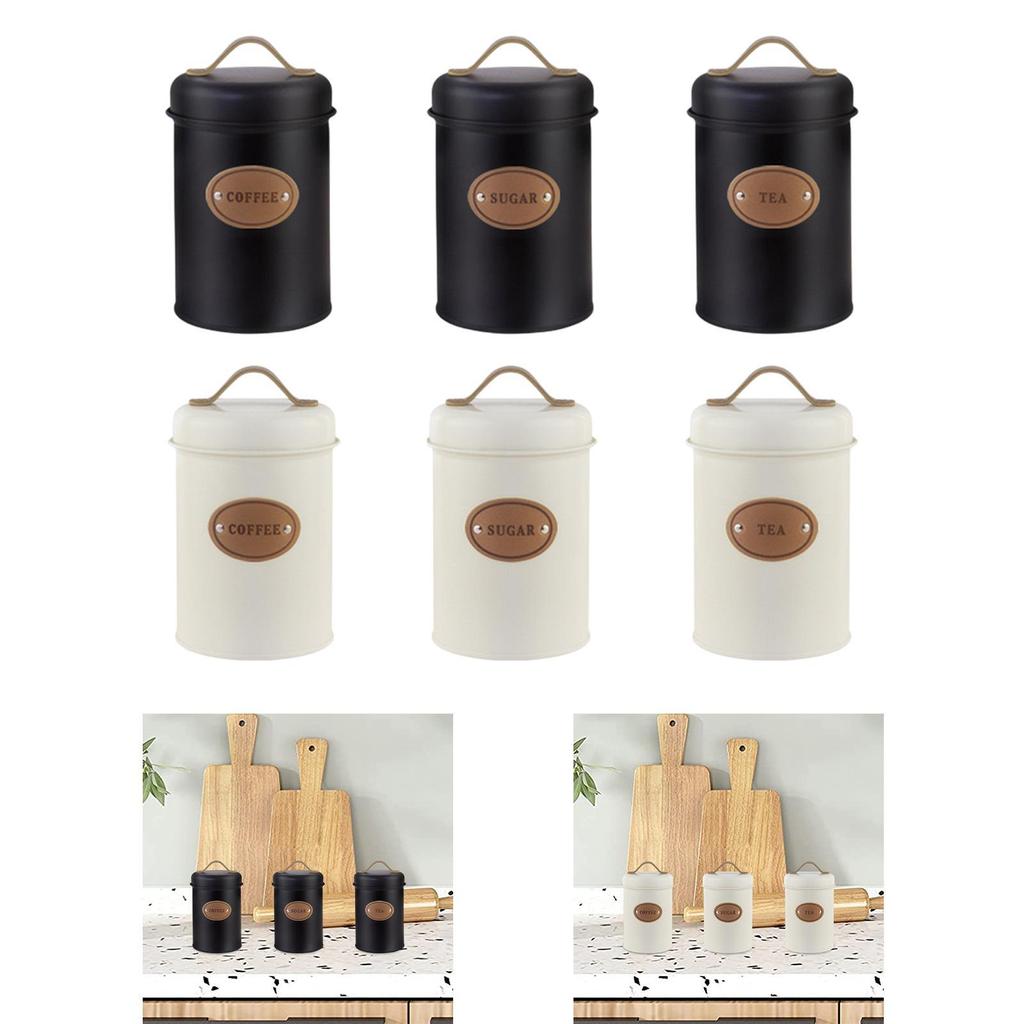 3Pcs Kitchen Canister Set Coffee Tea Sugar Container for Tea Coffee Beans