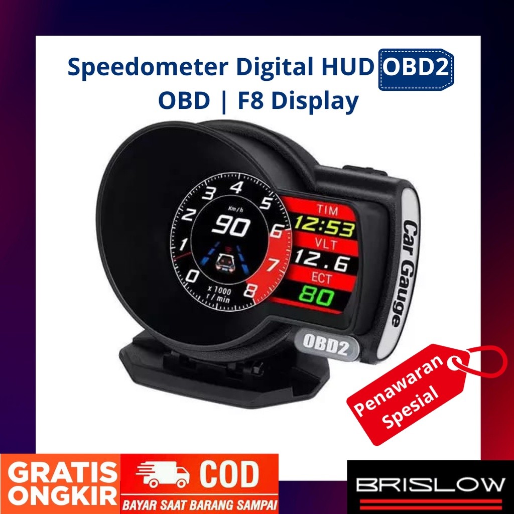 Tachometer Speedometer Mobil Digital HUD OBD2 SMART OBD GAUGE | F8 Display ORIGINAL