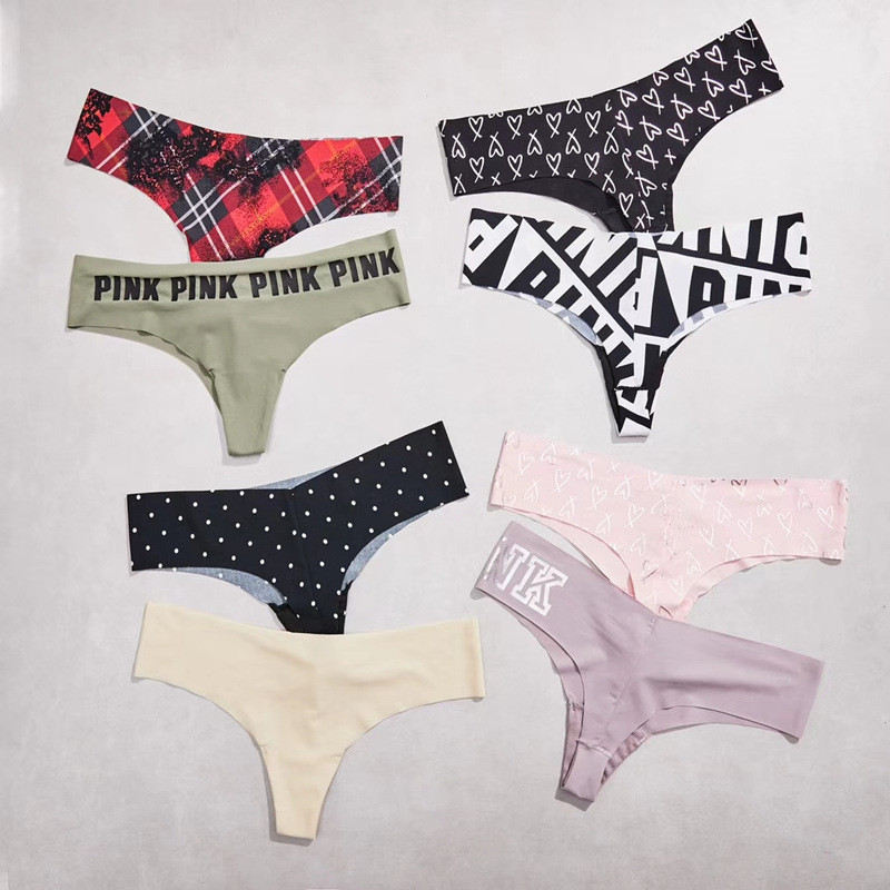 Seamless Women's Thong Polka Dot Plaid Letter Large Size Women's Thong T Thong Panties