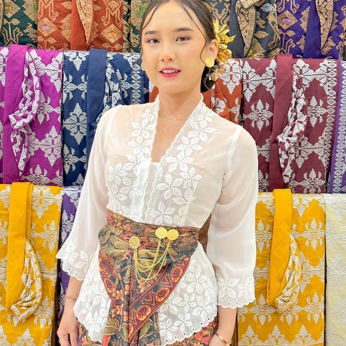 KEBAYA BALI BORDIR PECAH KOPI LENGAN LONCENG KARTINI - S